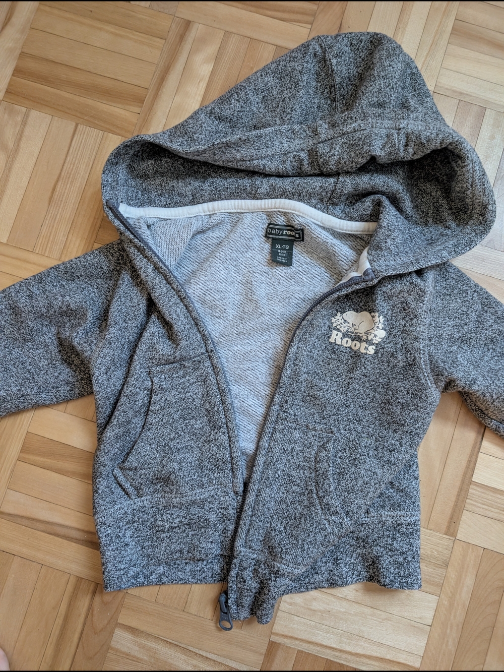 Roots Kids Heather Grey Hooded Zip Sweatshirt